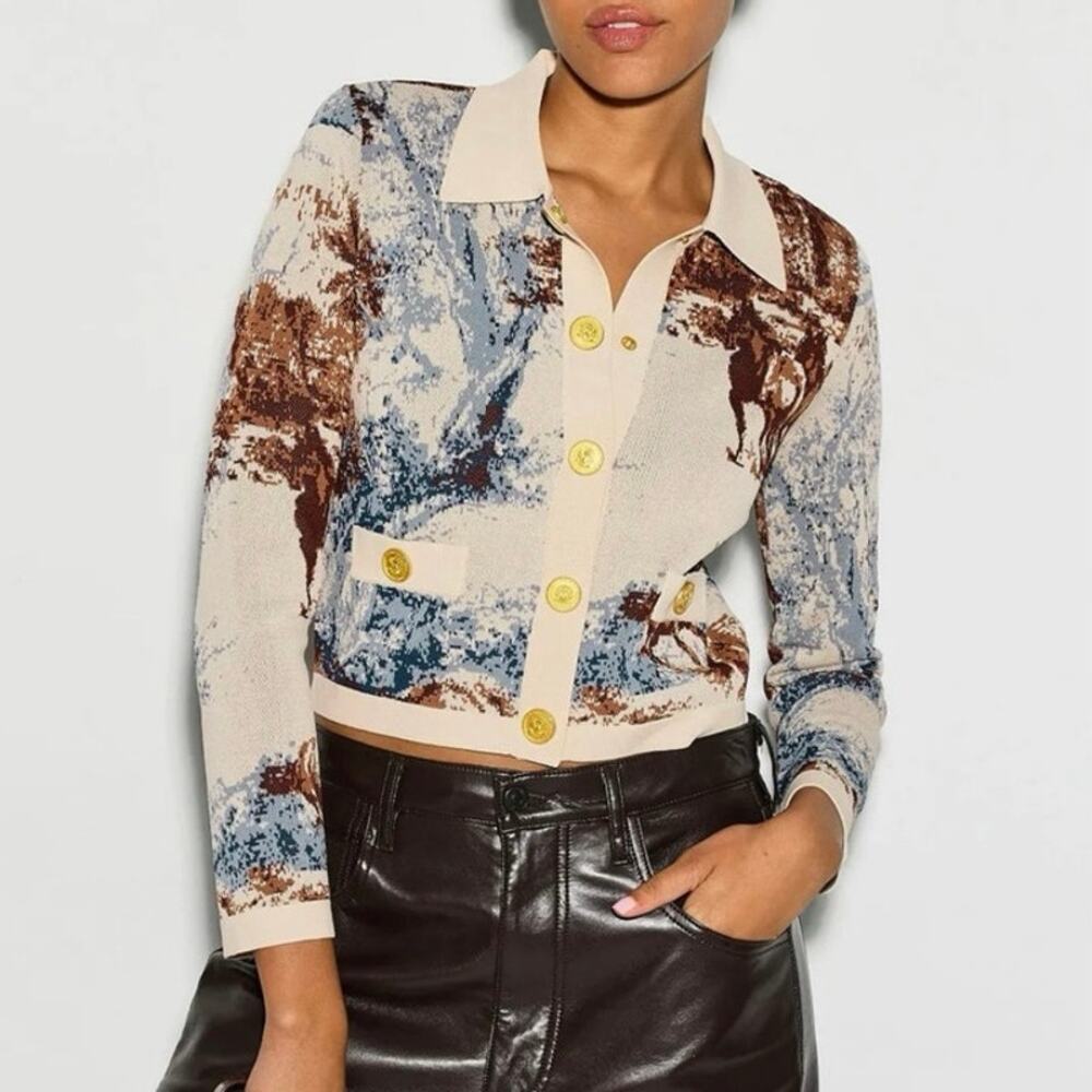L'agence Osiris Jacquard Collared Cardigan XS